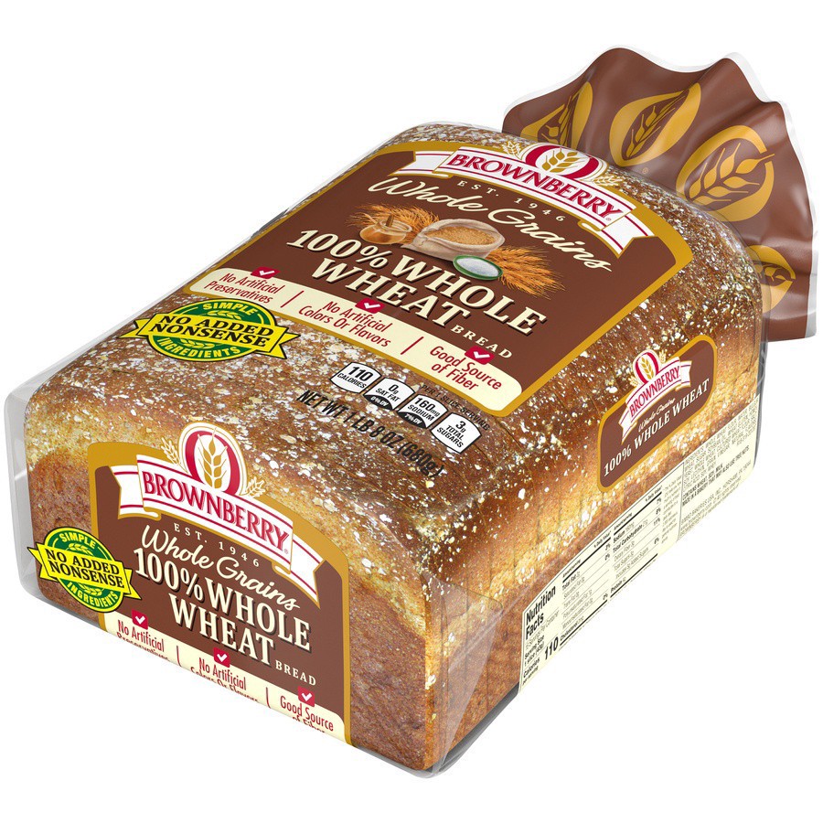 slide 8 of 23, Brownberry Whole Grains 100% Whole Wheat Bread, 24 oz, 1 ct