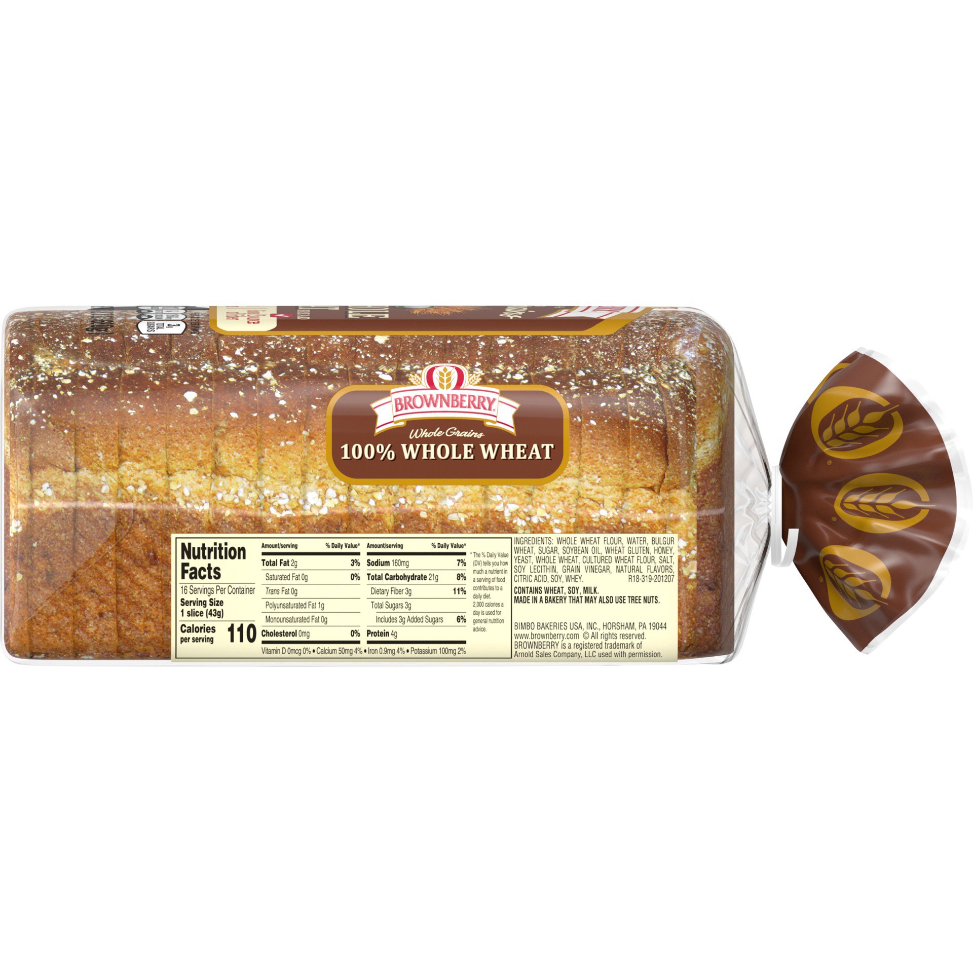 slide 9 of 23, Brownberry Whole Grains 100% Whole Wheat Bread, 24 oz, 1 ct