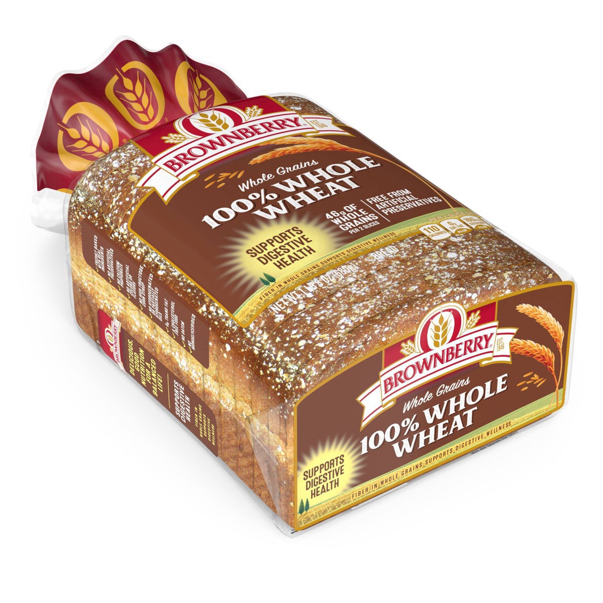 slide 5 of 23, Brownberry Whole Grains 100% Whole Wheat Bread, 24 oz, 1 ct