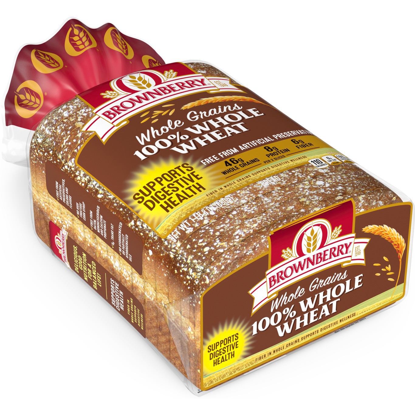 slide 22 of 23, Brownberry Whole Grains 100% Whole Wheat Bread, 24 oz, 1 ct