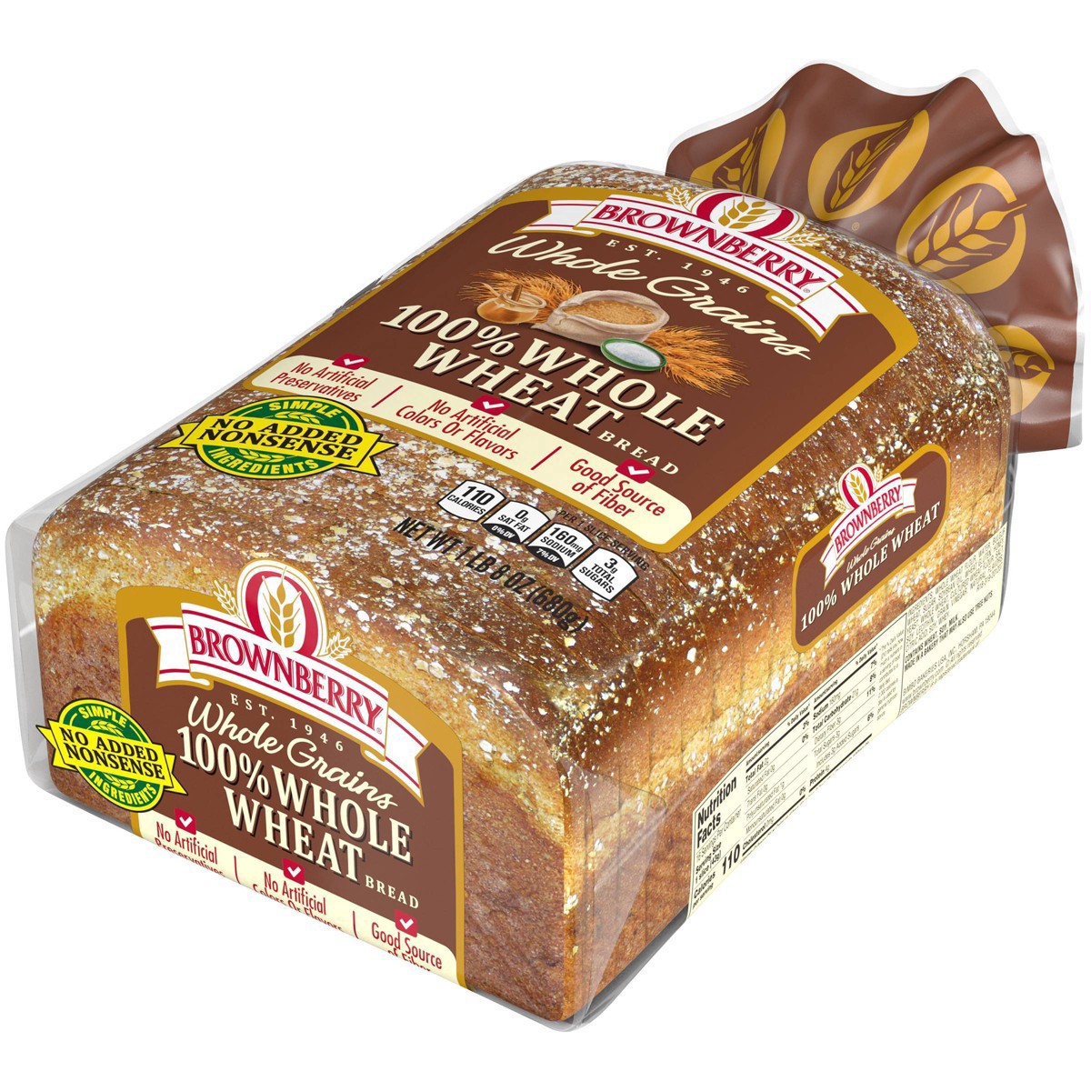 slide 6 of 23, Brownberry Whole Grains 100% Whole Wheat Bread, 24 oz, 1 ct