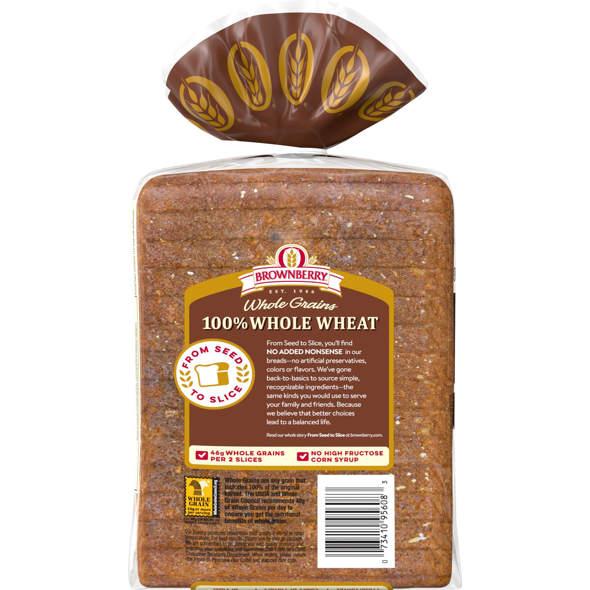 slide 10 of 23, Brownberry Whole Grains 100% Whole Wheat Bread, 24 oz, 1 ct