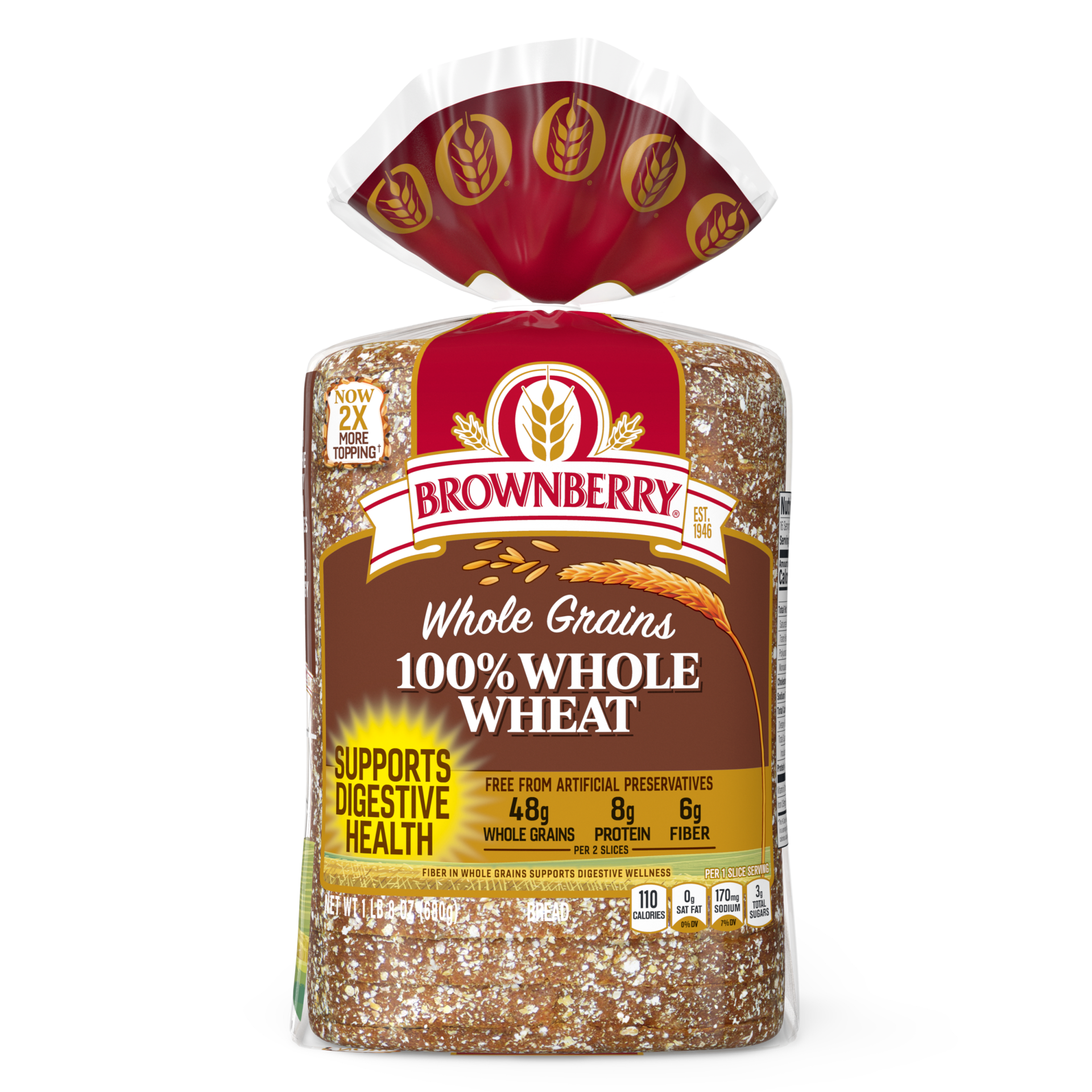 slide 1 of 23, Brownberry Whole Grains 100% Whole Wheat Bread, 24 oz, 24 oz