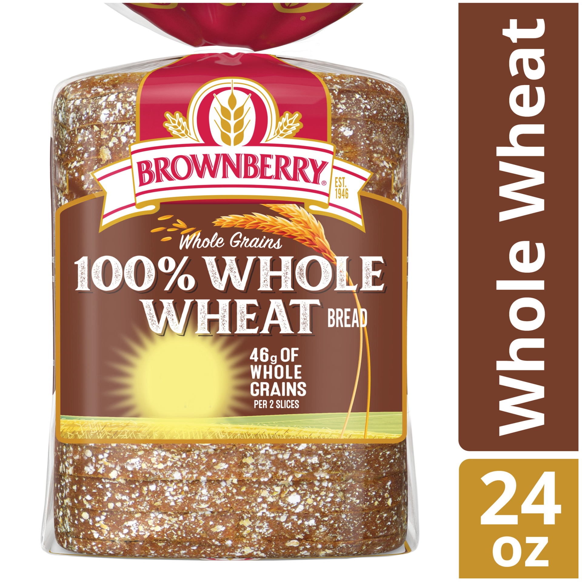 slide 1 of 1, Brownberry Whole Grains 100% Whole Wheat Bread, 24 oz