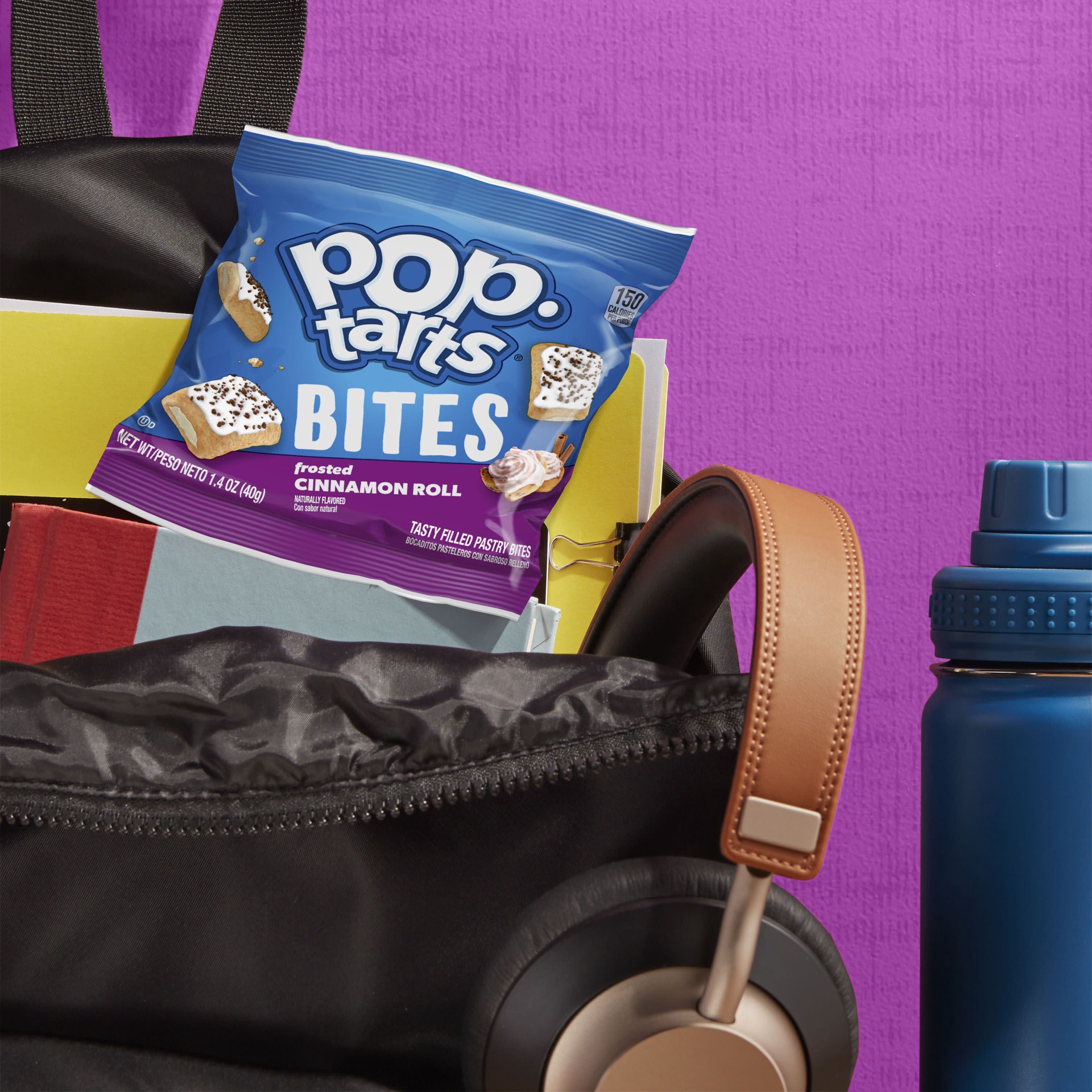 slide 4 of 5, Pop-Tarts Baked Pastry Bites, Kids Snacks, School Lunch, Frosted Cinnamon Roll, 7oz Box, 5 Pouches, 7 oz