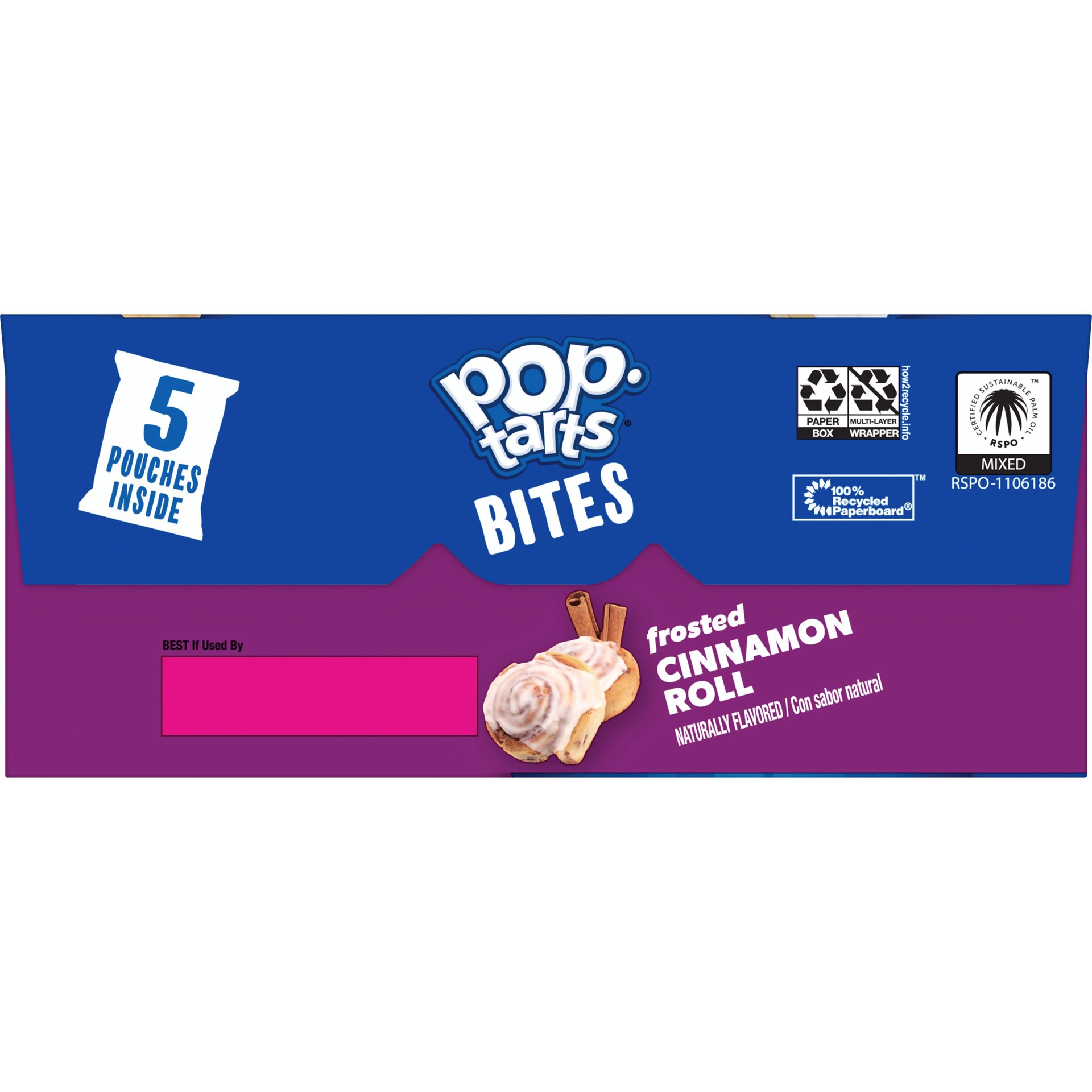 slide 2 of 5, Pop-Tarts Baked Pastry Bites, Kids Snacks, School Lunch, Frosted Cinnamon Roll, 7oz Box, 5 Pouches, 7 oz