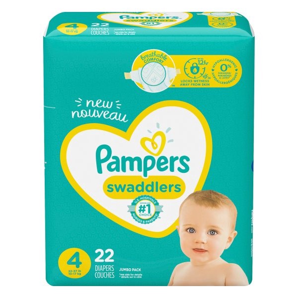 slide 1 of 1, Pampers Swaddlers Active Baby Diapers, Size 4, 22 Count, 22 ct