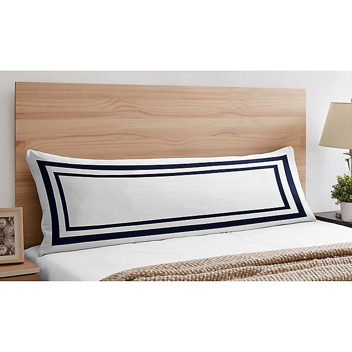 slide 3 of 5, Sweet Jojo Designs Hotel Collection Body Pillowcase - White/Navy, 1 ct