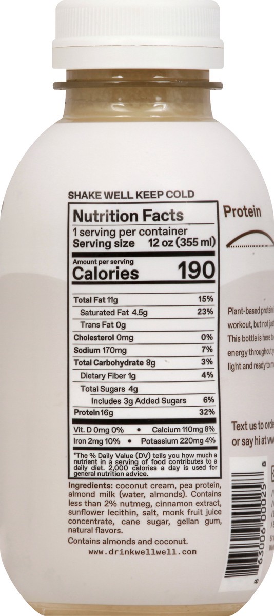 slide 2 of 10, WellWell Plant-Based Dairy Free Coconut Chai Protein Drink 12 oz, 12 oz