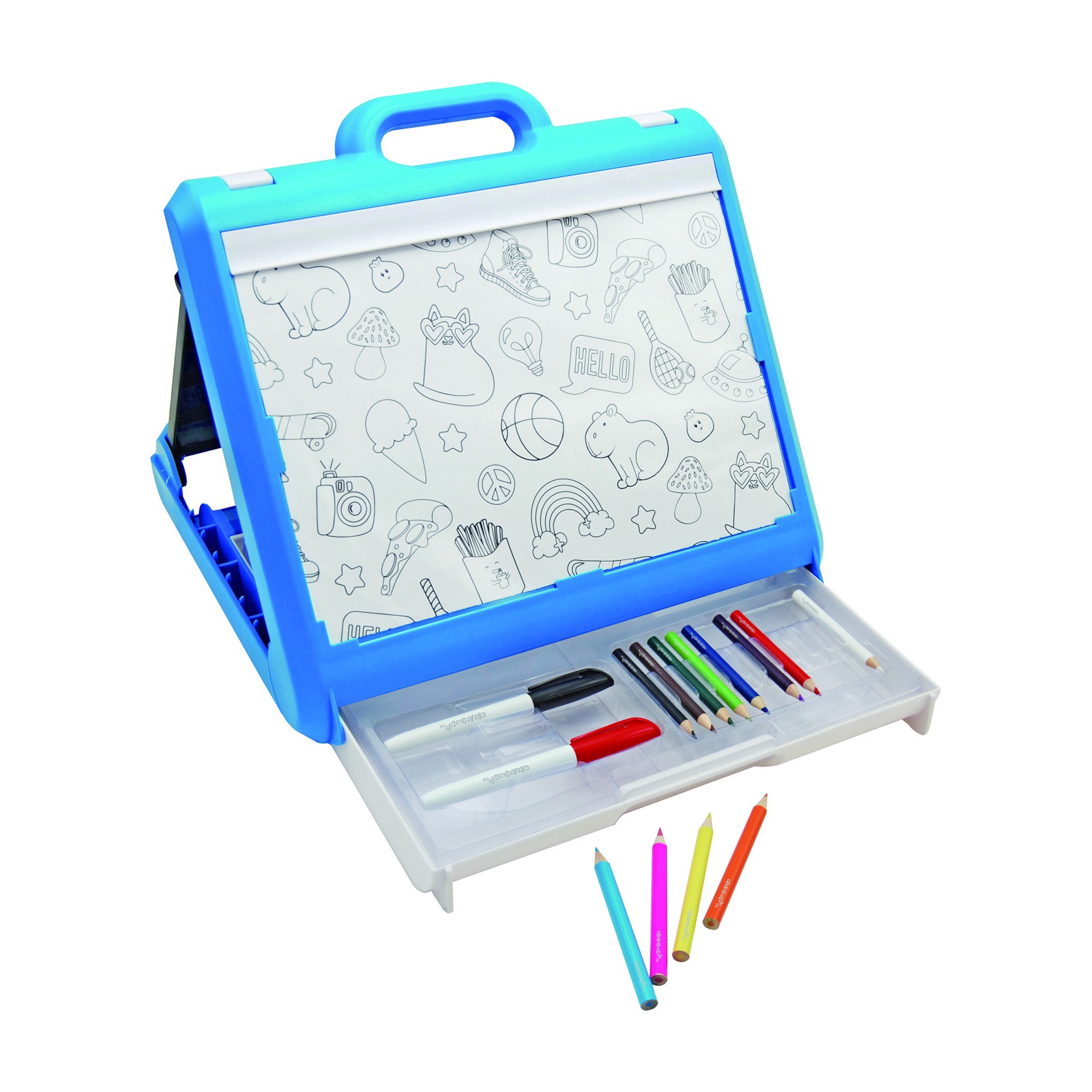 slide 3 of 5, On The Go Easel Art Set By Creatology, 13.62 in x 13.58 in x 2.91 in