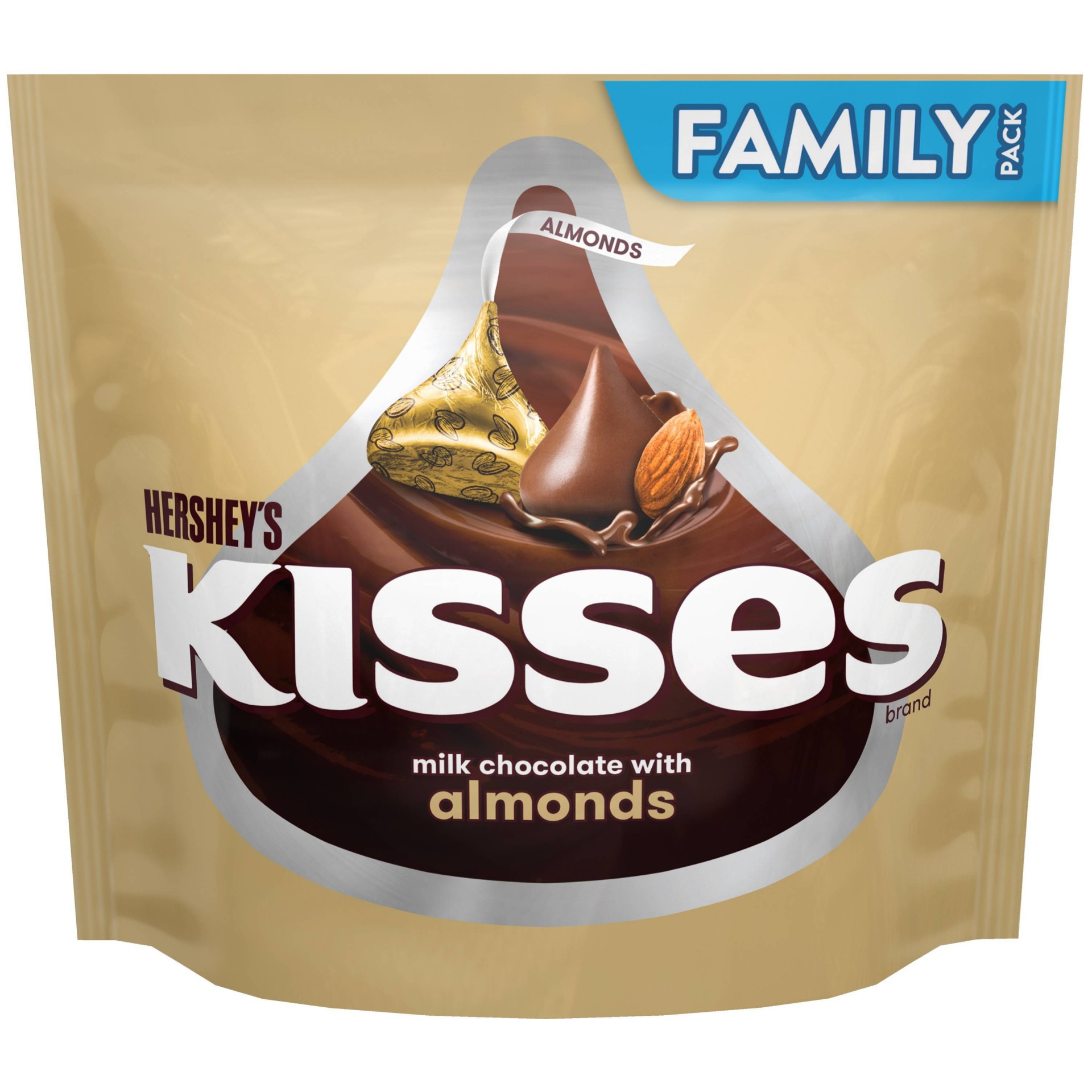 slide 1 of 4, Hershey's Kisses Milk Chocolate With Almonds Candy Family Pack, 16 oz
