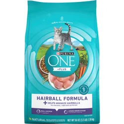 Purina ONE Natural Cat Food for Hairball Control, +PLUS Hairball Formula - 3.5 lb. Bag