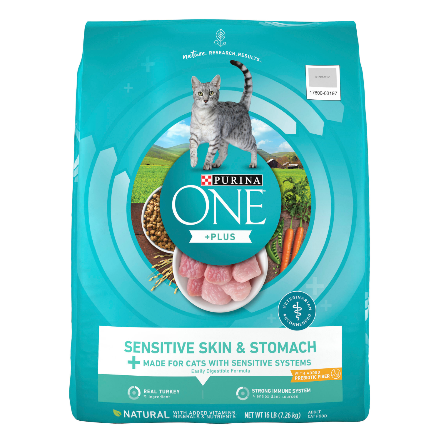 slide 1 of 5, Purina ONE Sensitive Stomach, Sensitive Skin, Natural Dry Cat Food, +Plus Sensitive Skin and Stomach Formula, 16 lb