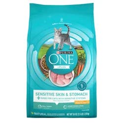 ONE Purina ONE Sensitive Stomach, Sensitive Skin, Natural Dry Cat Food, +Plus Sensitive Skin and Stomach Formula - 3.5 lb. Bag
