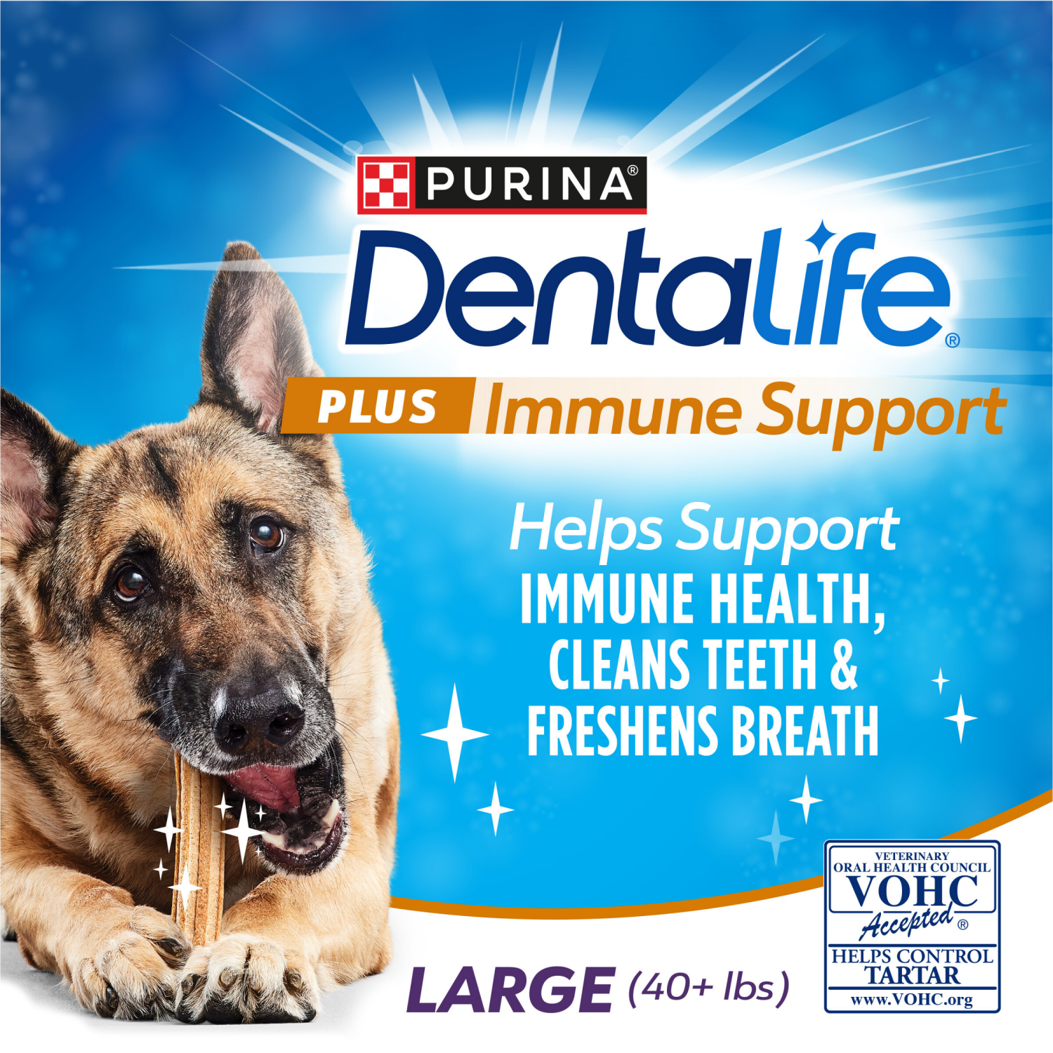 slide 5 of 8, Purina Dentalife Plus Immune Support Chicken, Apple and Blueberry Flavor Large Dog Dental Chews 7 oz - 6 ct. Pouch, 6 ct; 7 oz