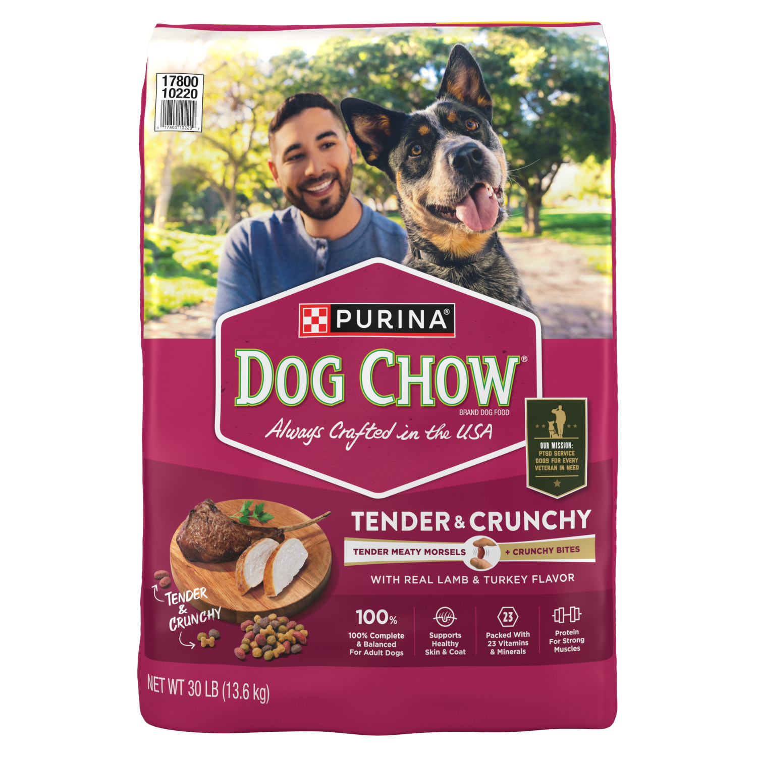 slide 1 of 8, Purina Dog Chow Tender & Crunchy Dog Food Lamb And Turkey 30 Lb, 30 lb