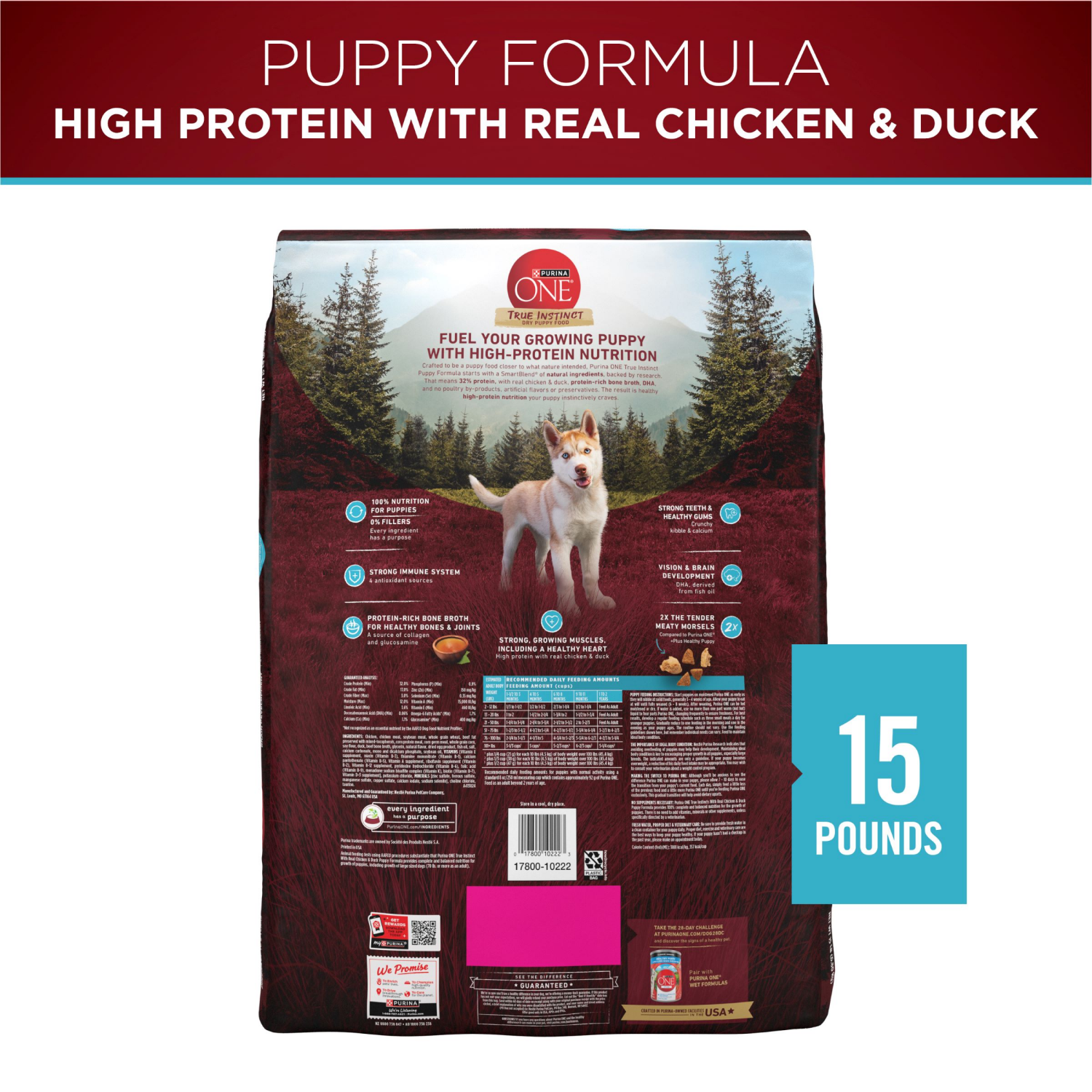 slide 4 of 8, One True Instinct Puppy Food Chicken Duck, 15 lb
