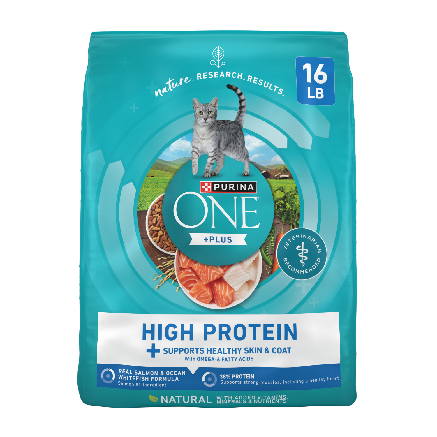 slide 1 of 8, ONE High Protein Dry Cat Food Salmon & Whitefish 16 lbs., 16 lb