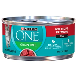 Purina ONE Natural, High Protein, Grain Free Wet Cat Food Pate, Beef Recipe