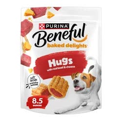 Beneful Purina Beneful Made in USA Facilities Dog Treats, Baked Delights Hugs With Real Beef & Cheese - 8.5 oz. Pouch