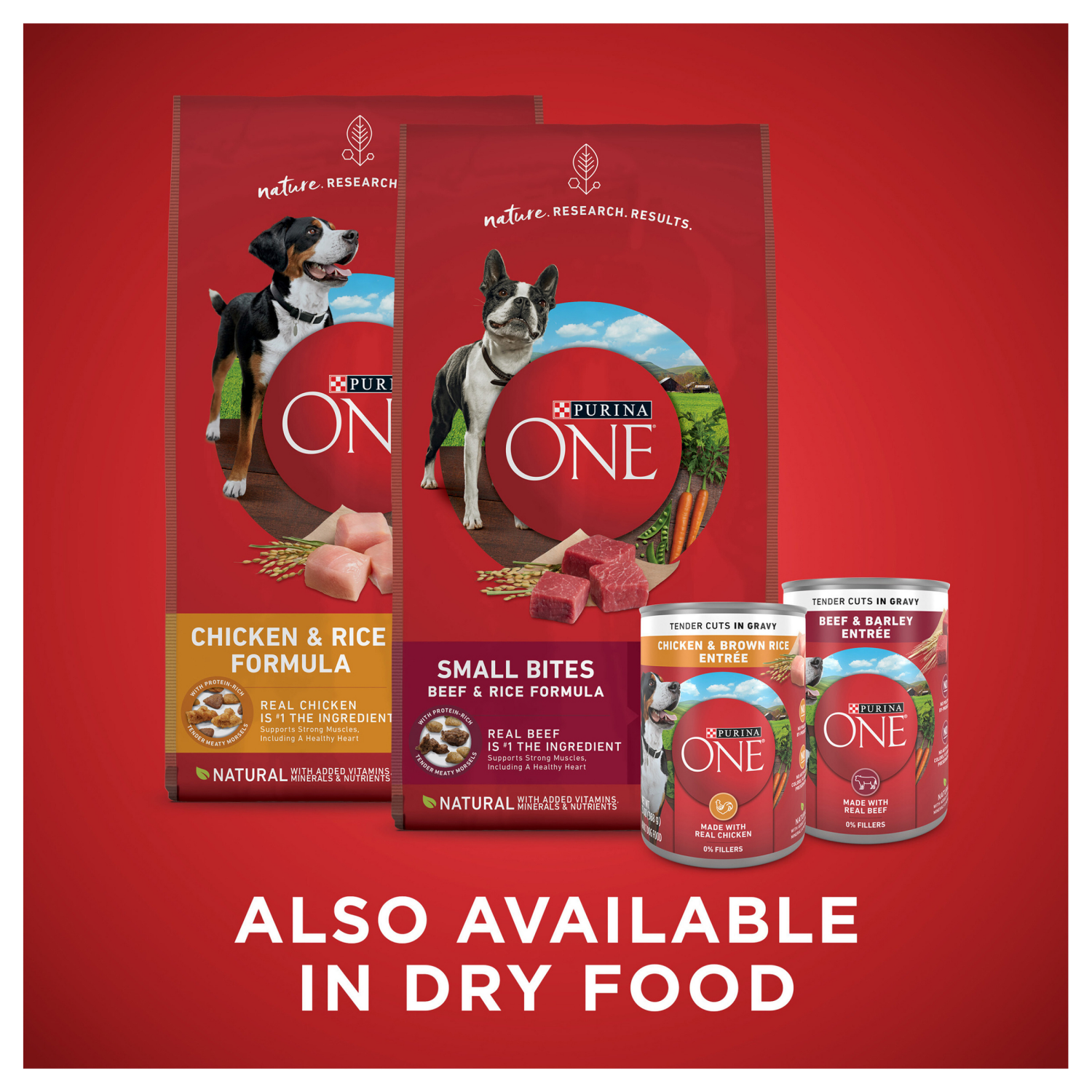 slide 5 of 5, Purina ONE Tender Cuts in Gravy Chicken and Brown Rice, and Beef and Barley Entrees Wet Dog Food Variety Pack - (6) 13 oz. Cans, 6 ct