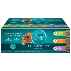 Purina ONE Natural, High Protein Cat Food Variety Pack, Turkey, Chicken and Tuna Recipes