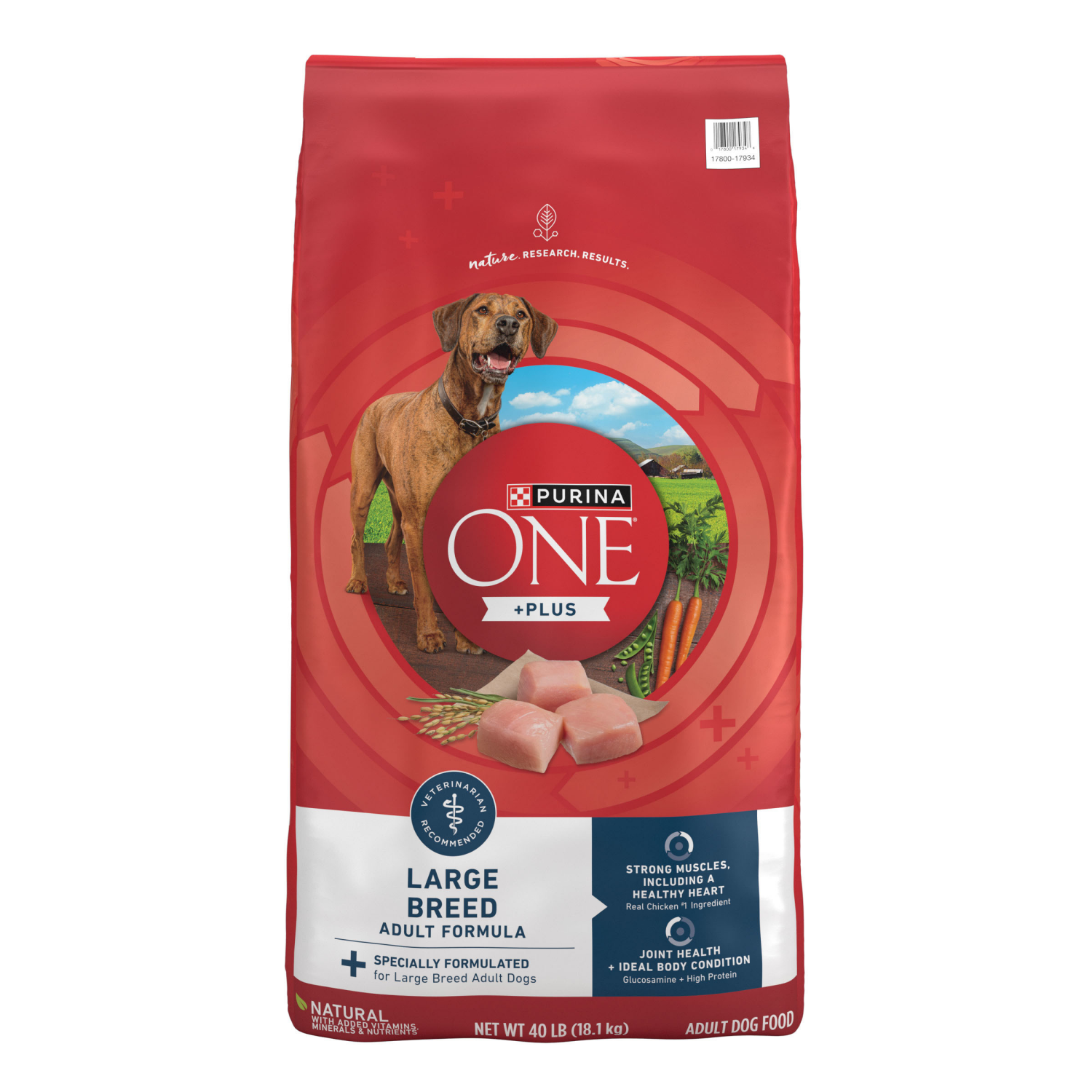 slide 1 of 8, Purina ONE Natural Large Breed Adult Dry Dog Food, +Plus Formula - 40 lb. Bag, 40 lb