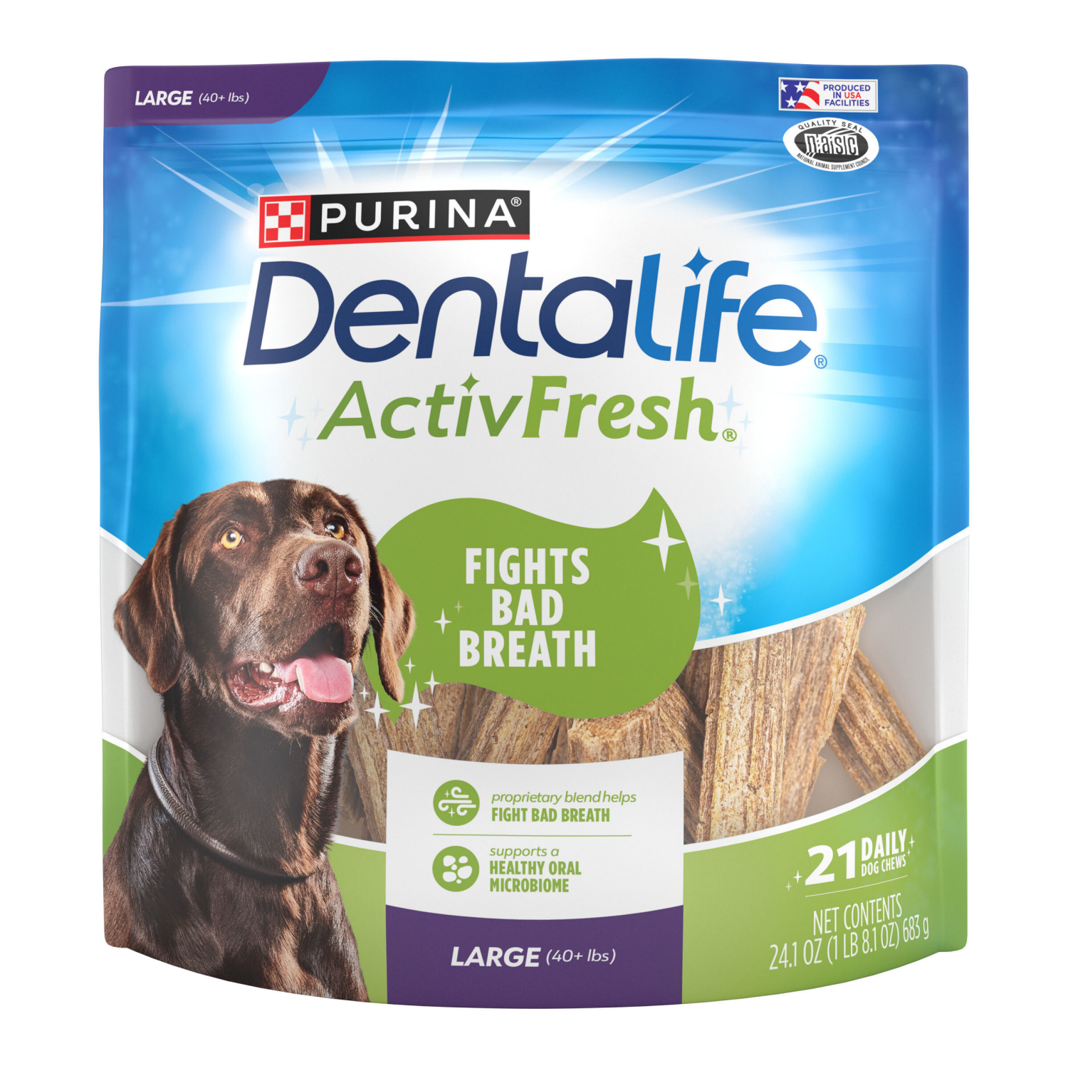 slide 1 of 5, DentaLife Purina DentaLife Large Dog Dental Chews; ActivFresh Daily Oral Care - 21 ct. Pouch, 21 ct