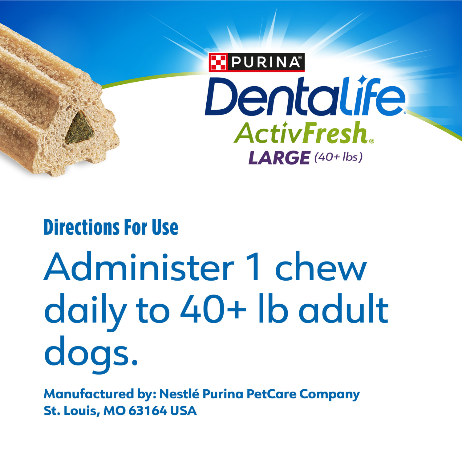 slide 5 of 5, DentaLife Purina DentaLife Large Dog Dental Chews; ActivFresh Daily Oral Care - 21 ct. Pouch, 21 ct