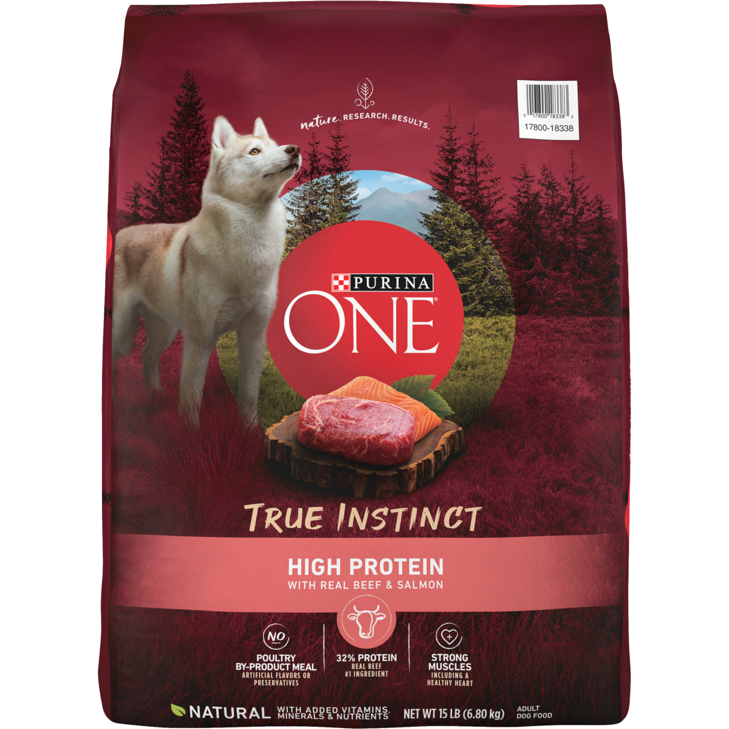 slide 1 of 5, Purina ONE True Instinct High Protein Formula With Real Beef and Salmon Dry Dog Food - 15 lb. Bag, 15 lb