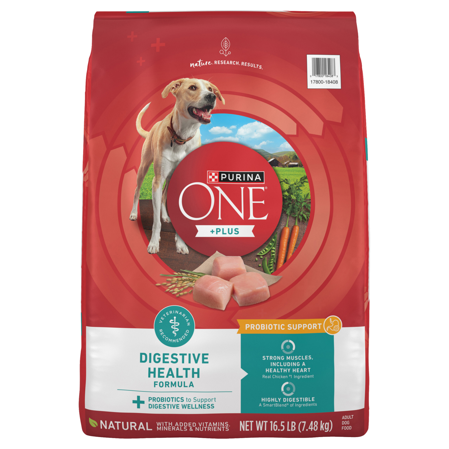 slide 1 of 5, Purina ONE Plus Digestive Health Formula Dry Dog Food Natural with Added Vitamins, Minerals and Nutrients - 16.5 lb. Bag, 16.5 lb