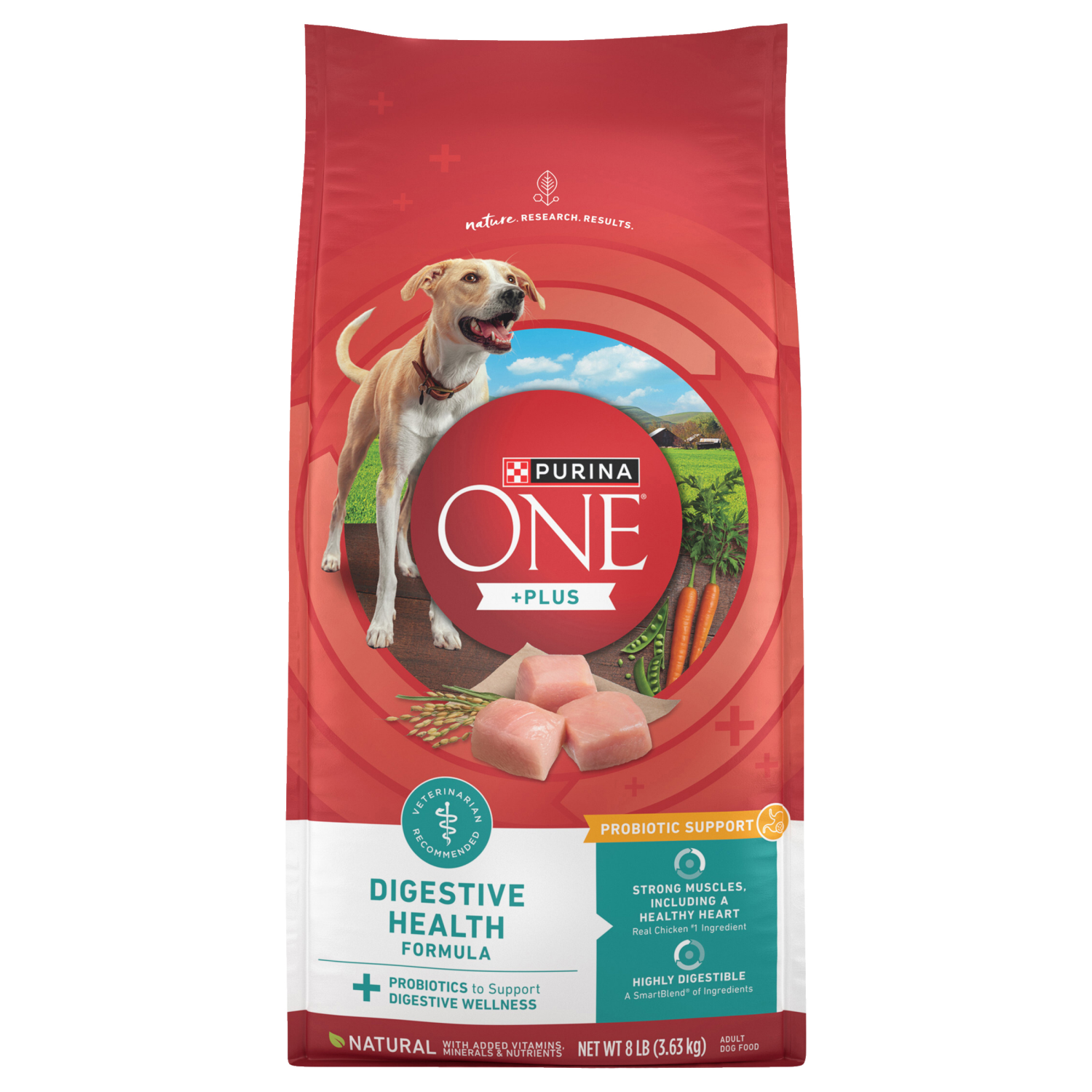 slide 1 of 8, Purina ONE Plus Digestive Health Formula Dry Dog Food Natural with Added Vitamins, Minerals and Nutrients - 8 lb. Bag, 8 lb