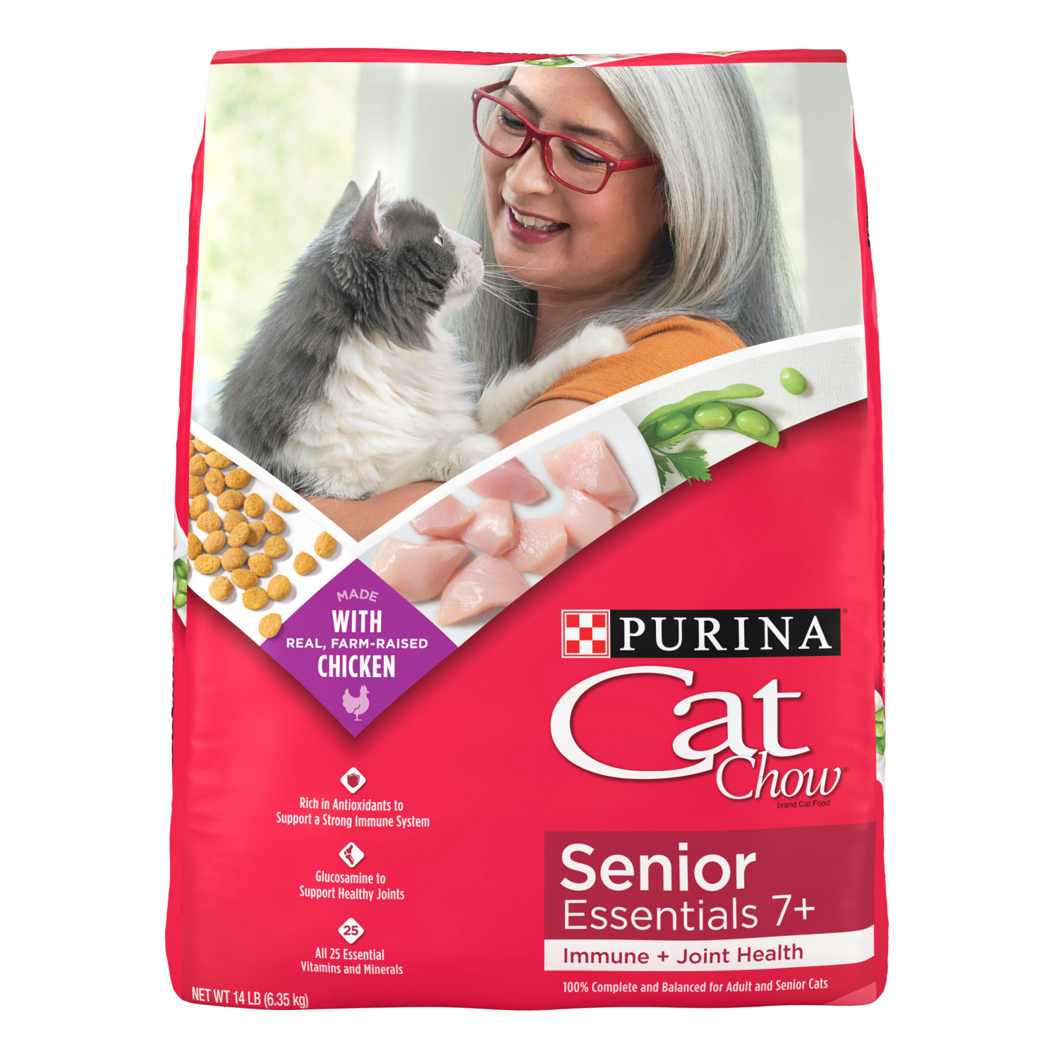 slide 1 of 5, Purina Cat Chow Joint Health Senior Dry Cat Food, Essentials 7+ Immune + Joint Health Recipe - 14 lb. Bag, 14 lb