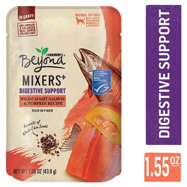 slide 18 of 29, Beyond Purina Beyond Natural Cat Food Complement, Mixers+ Digestive Support Wild Salmon & Pumpkin Recipe - 1.55 oz. Pouch, 1.55 oz