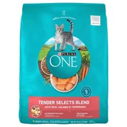 Purina ONE Natural Dry Cat Food, Tender Selects Blend With Real Salmon - 16 lb. Bag