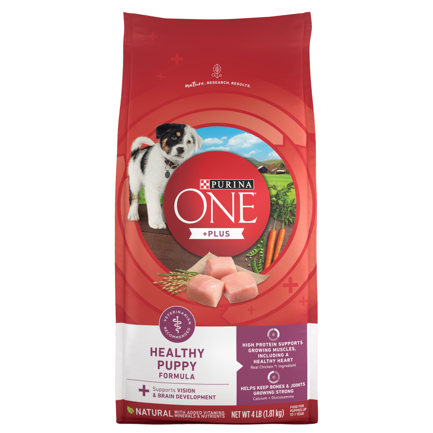 slide 1 of 5, Purina ONE Natural, High Protein Dry Puppy Food, +Plus Healthy Puppy Formula - 4 lb. Bag, 4 lb