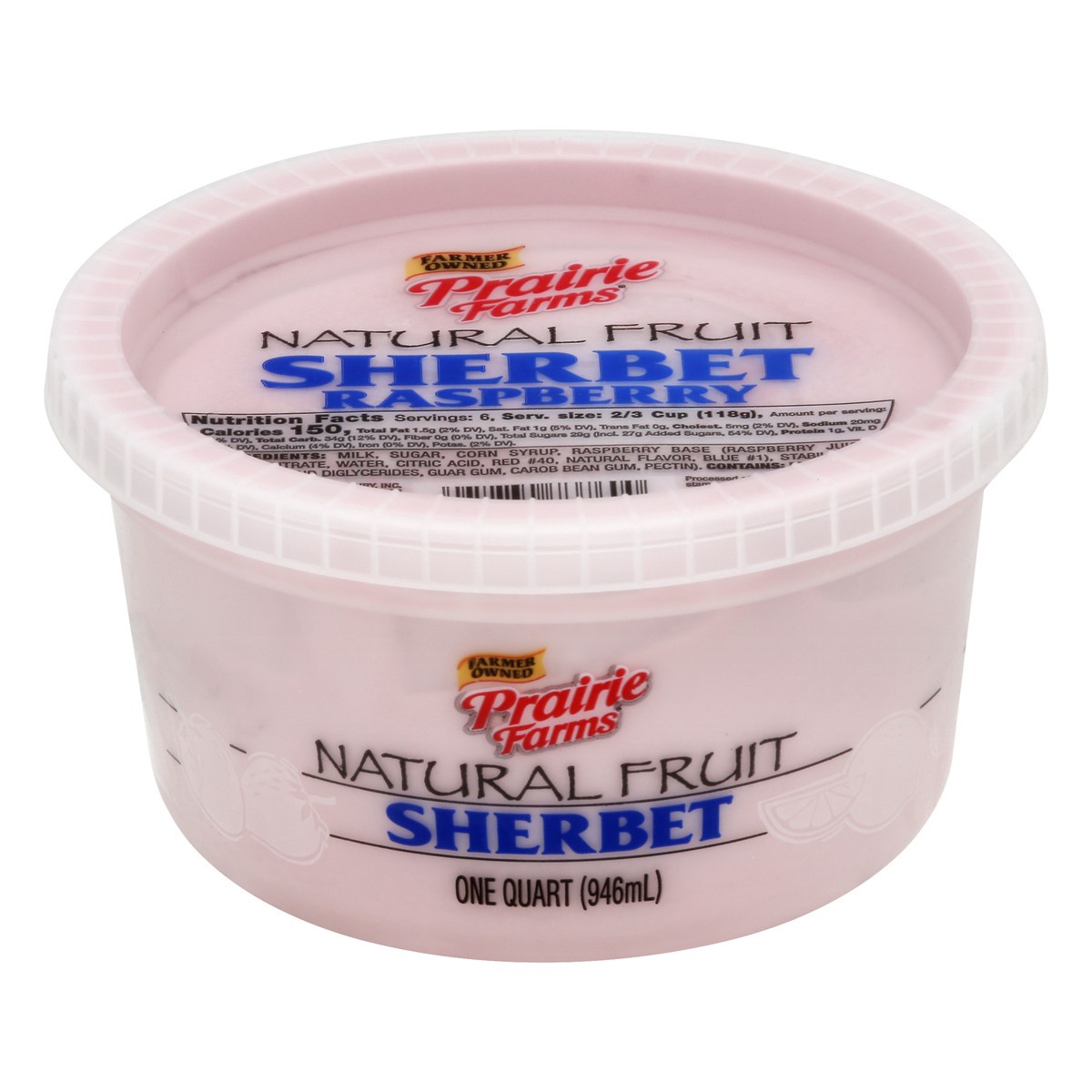 slide 3 of 13, Prairie Farms Natural Fruit Raspberry Sherbet 1 qt, 1 qt