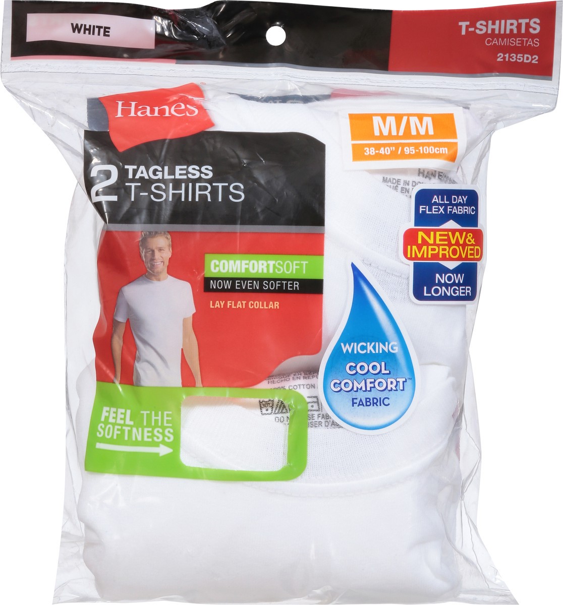slide 7 of 9, Hanes White Comfortsoft Tagless T-Shirts M/M 2 ea, 2 ct