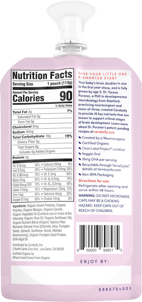 slide 3 of 3, Cerebelly Organic Sweet Potato Peach Mango Smoothie 4oz, 4 oz