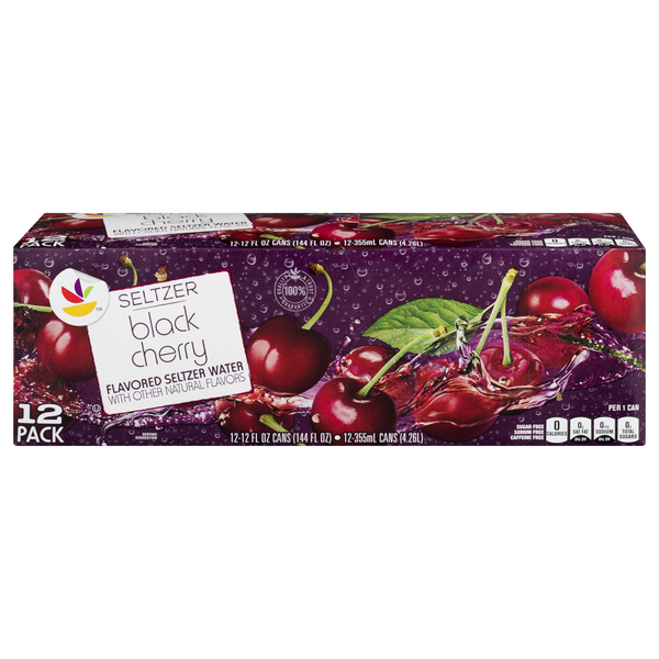 slide 1 of 1, GIANT Seltzer Water Black Cherry - 12 pk, 12 ct; 12 oz