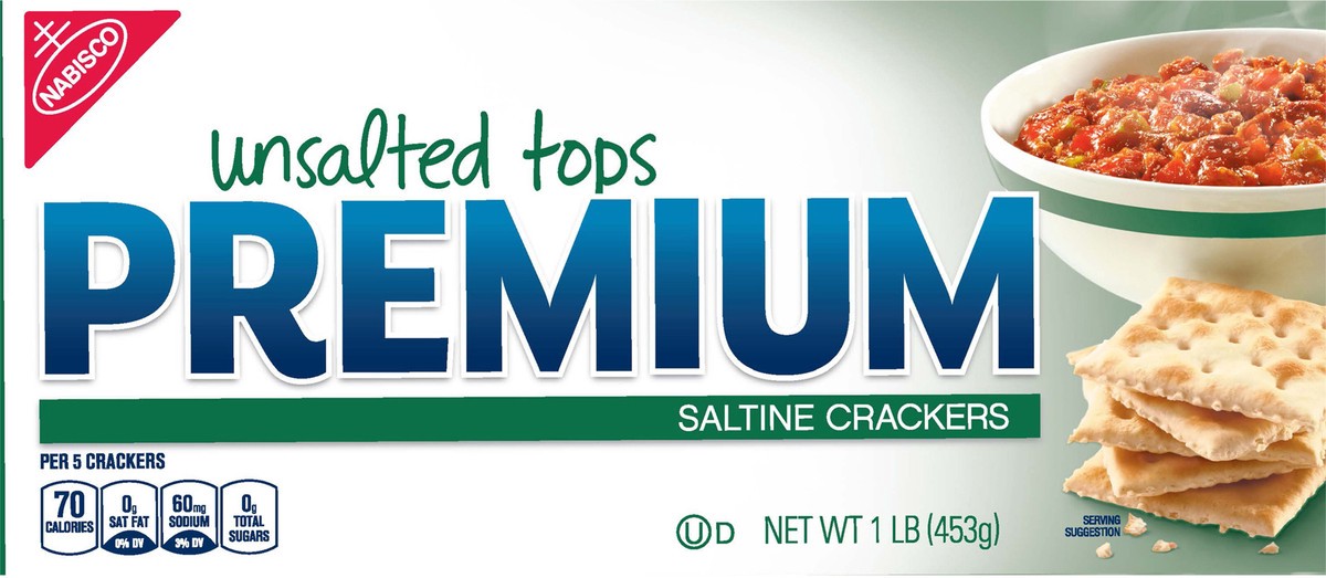 slide 4 of 7, Premium Unsalted Tops Saltine Crackers, 16 oz, 16 oz