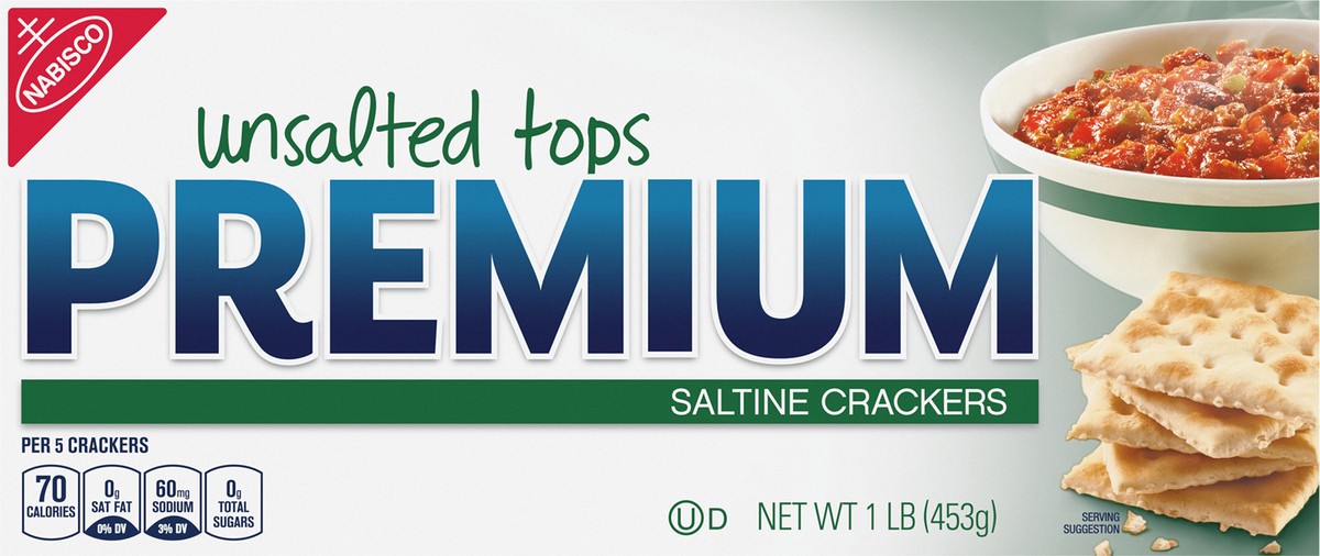 slide 5 of 7, Premium Unsalted Tops Saltine Crackers, 16 oz, 16 oz