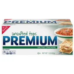 Premium Unsalted Tops Saltine Crackers, Lunch Snacks, 16 oz