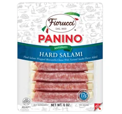 Fiorucci Hard Salami Panino, Wrapped Mozzarella Cheese with Natural Smoke Flavor Added, 6 oz