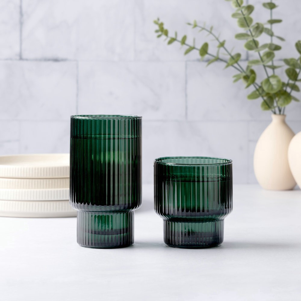 slide 4 of 4, Core Home Ribbed Cooler Glass - Green, 1 ct