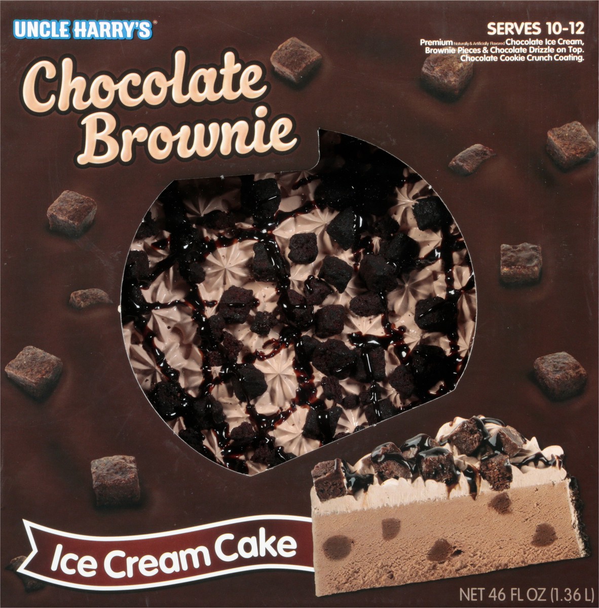 slide 4 of 14, Uncle Harry's Chocolate Brownie Ice Cream Cake 46 fl oz, 46 oz