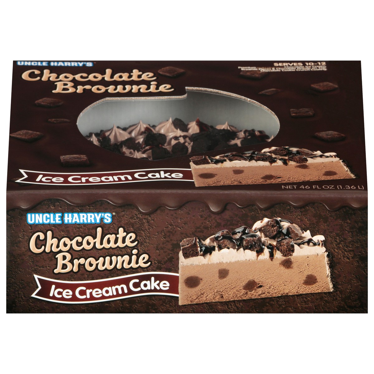 slide 1 of 14, Uncle Harry's Chocolate Brownie Ice Cream Cake 46 fl oz, 46 oz