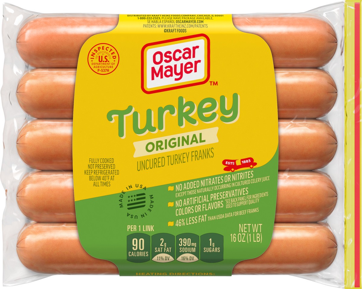 slide 3 of 9, Oscar Mayer Turkey Franks Hot Dogs, 16 oz, 10 ct Pack, 16 oz