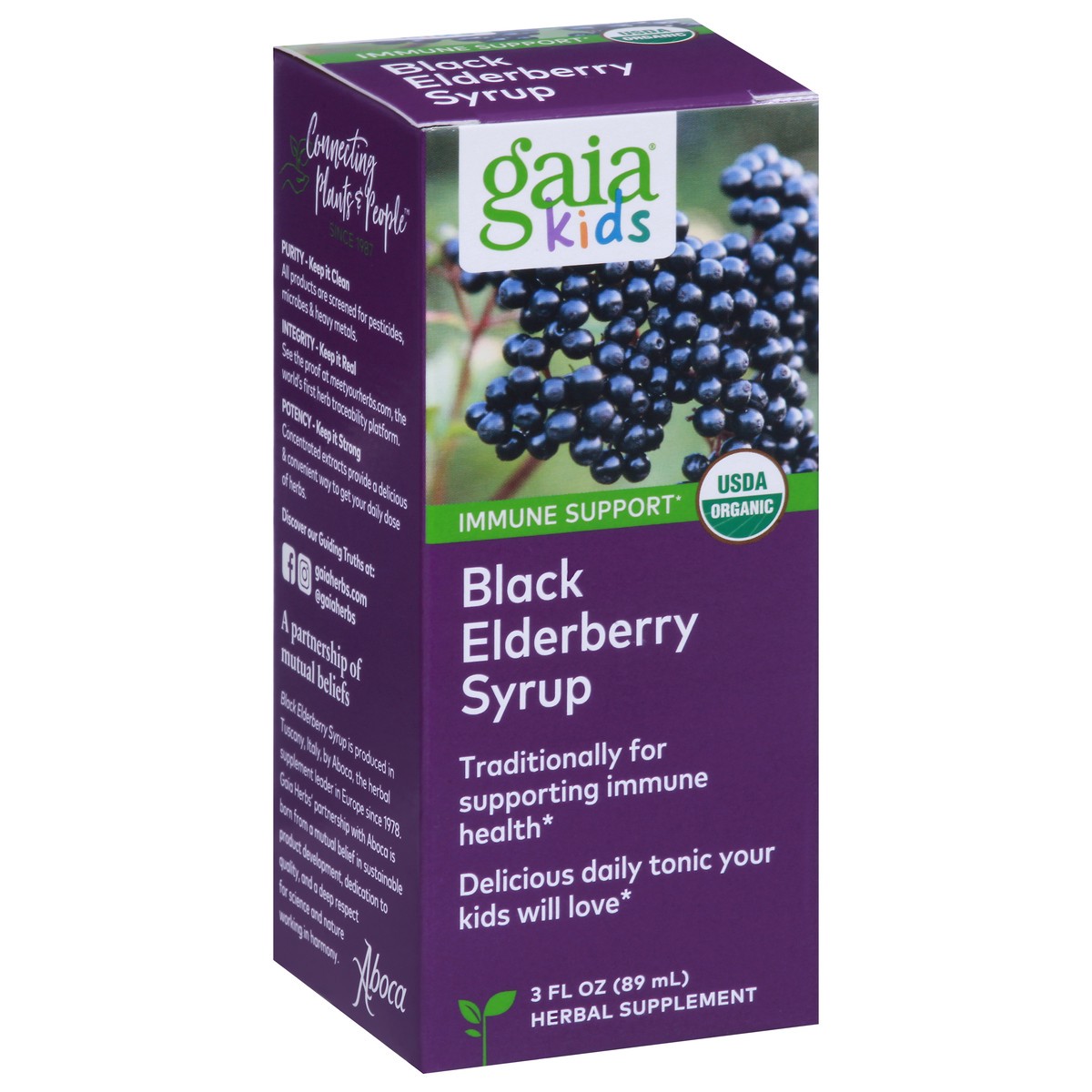 slide 2 of 9, Gaia Herbs Gaia Kids Black Elderberry Syrup, 3 fl oz