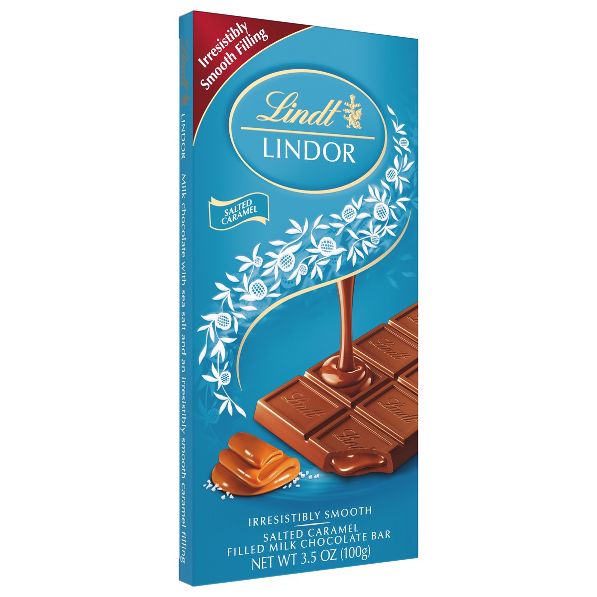 slide 3 of 4, Lindt LINDOR Salted Caramel Milk Chocolate Truffle Bar, Chocolate Candy Bar with Smooth Center, 3.5 oz. Bar, 3.5 oz